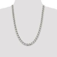 Sterling Silver 24" 9mm Diamond-Cut Flat Anchor Curb Chain - Polished Finish by Lumare Gioia