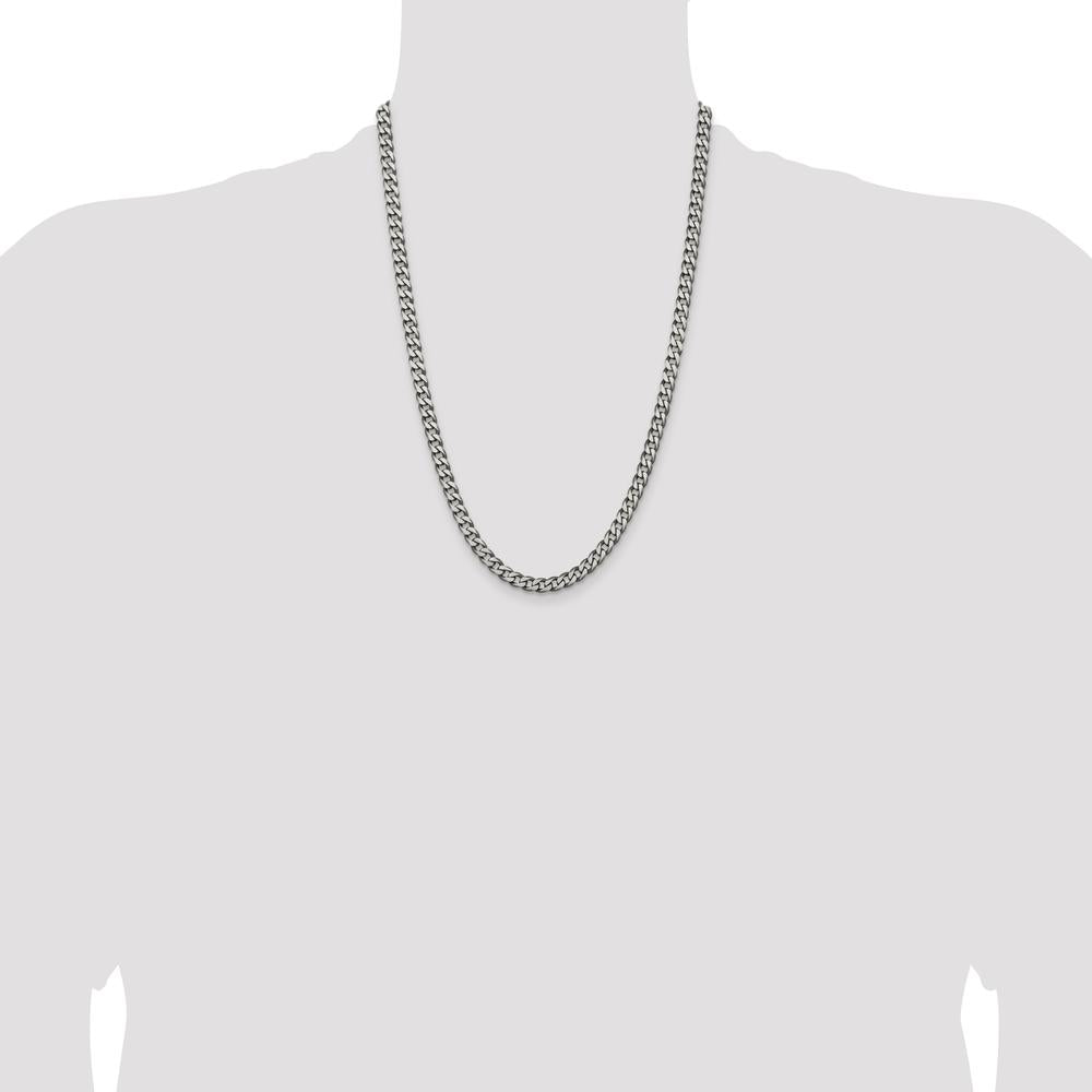 Sterling Silver 24" Antiqued 6mm Curb Chain with Lobster Clasp by Lumare Gioia