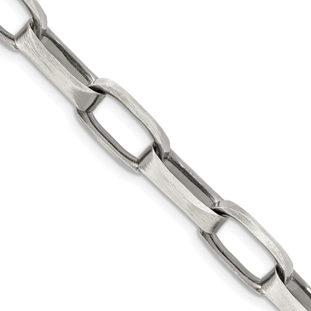 Sterling Silver 24" Antiqued 8mm Elongated Open Link Chain with Lobster Clasp by Lumare Gioia
