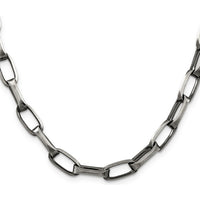 Sterling Silver 24" Antiqued 8mm Elongated Open Link Chain with Lobster Clasp by Lumare Gioia
