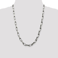 Sterling Silver 24" Antiqued 8mm Elongated Open Link Chain with Lobster Clasp by Lumare Gioia