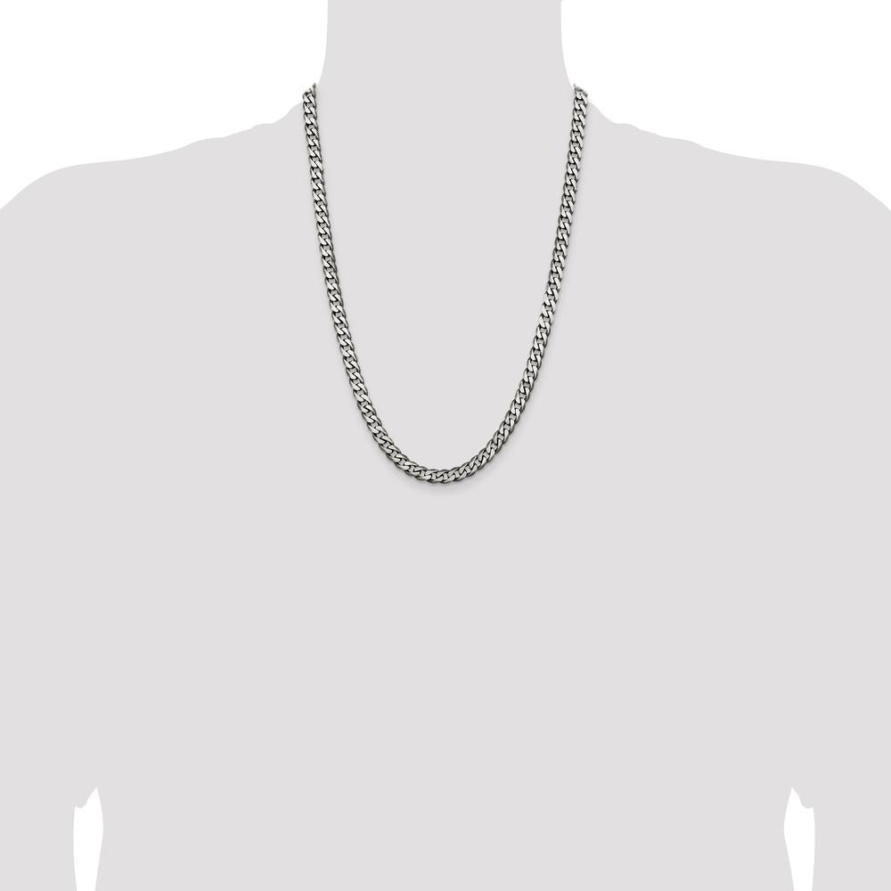 Sterling Silver 24" Antiqued Curb Chain Necklace - 7mm Width by Lumare Gioia