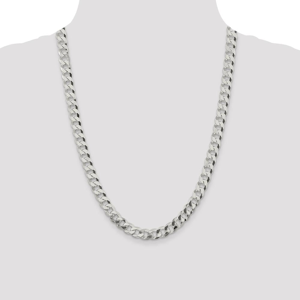 Sterling Silver 24" Beveled Curb Chain - 8.5mm Width by Lumare Gioia