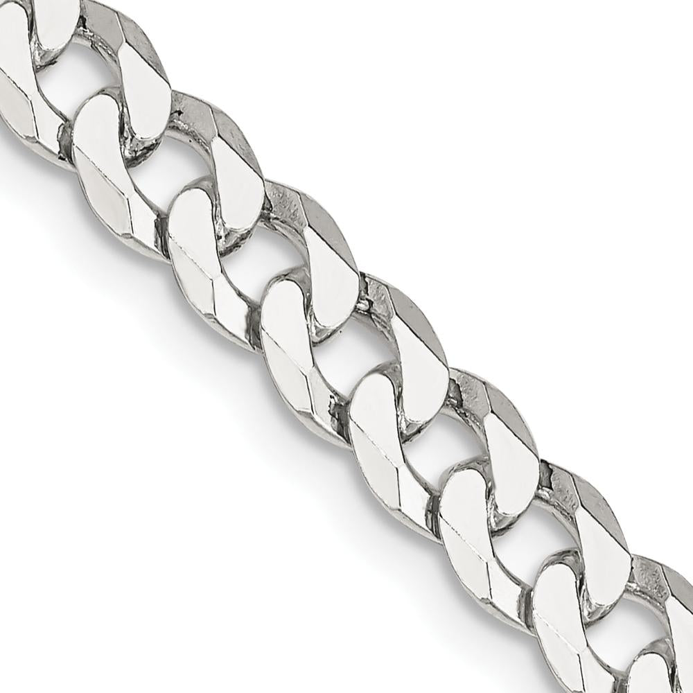 Sterling Silver 24" Beveled Curb Chain Necklace - Polished Finish, 6mm Width by Lumare Gioia