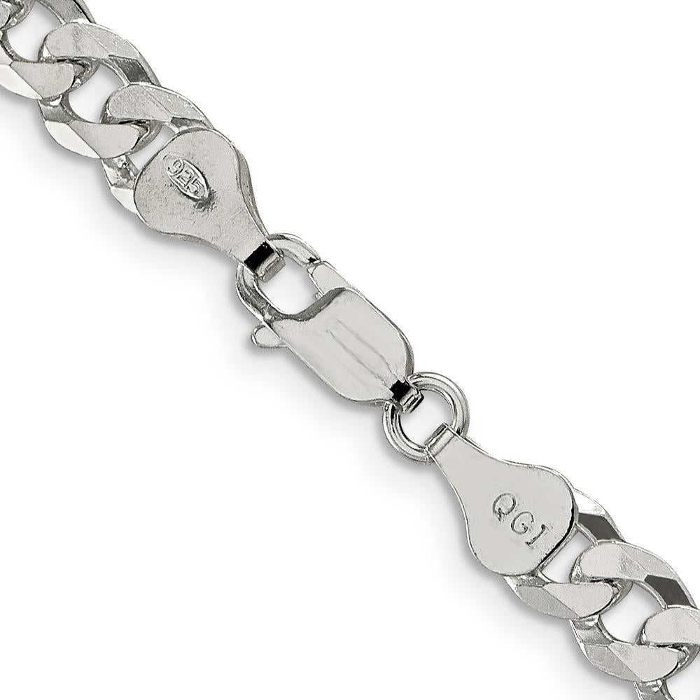 Sterling Silver 24" Beveled Curb Chain Necklace - Polished Finish, 6mm Width by Lumare Gioia