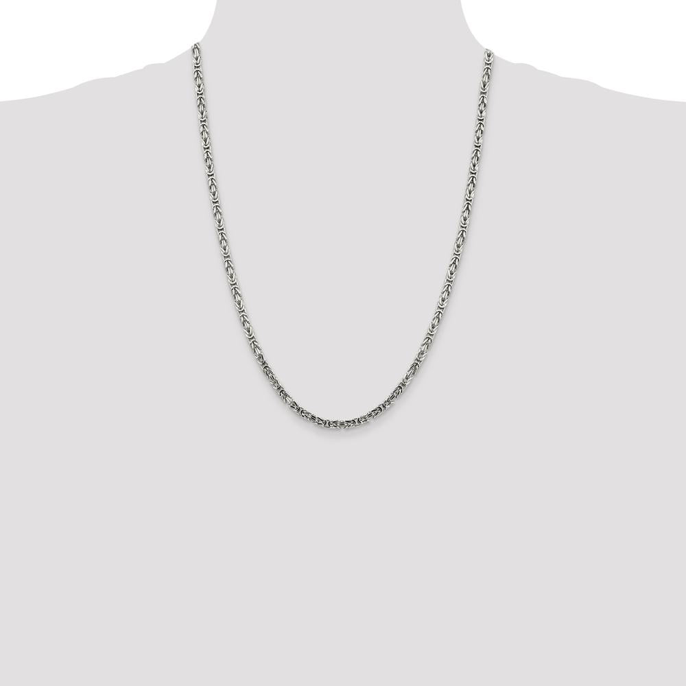 Sterling Silver 24" Byzantine Chain Necklace - 3.25mm Width by Lumare Gioia
