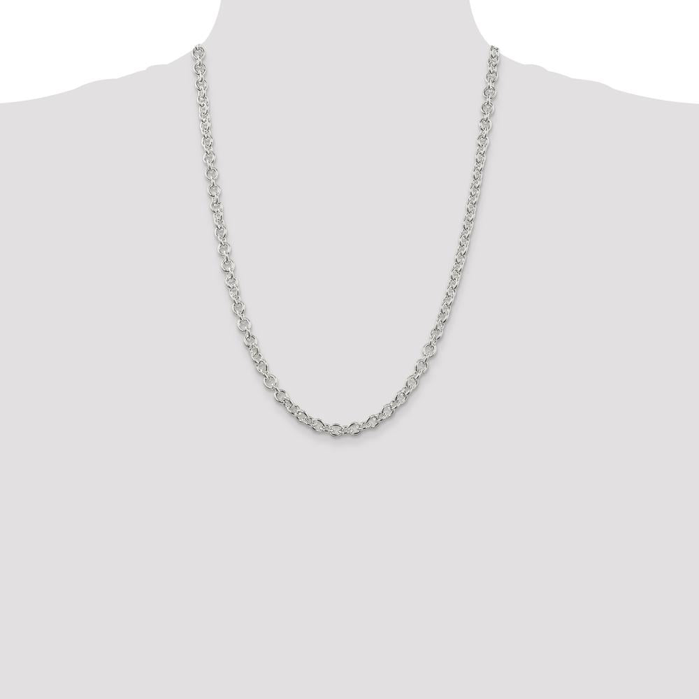 Sterling Silver 24" Cable Chain Necklace with Polished Finish - 6.1mm Width by Lumare Gioia