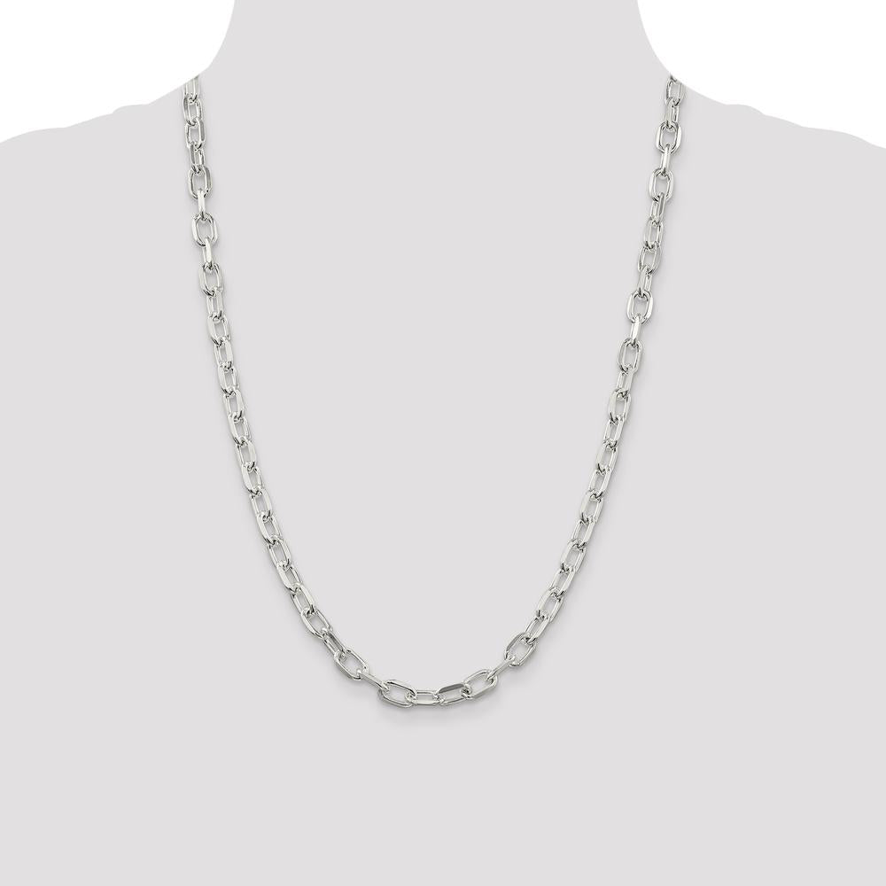 Sterling Silver 24" Cable Link Necklace with Diamond-Cut Finish by Lumare Gioia