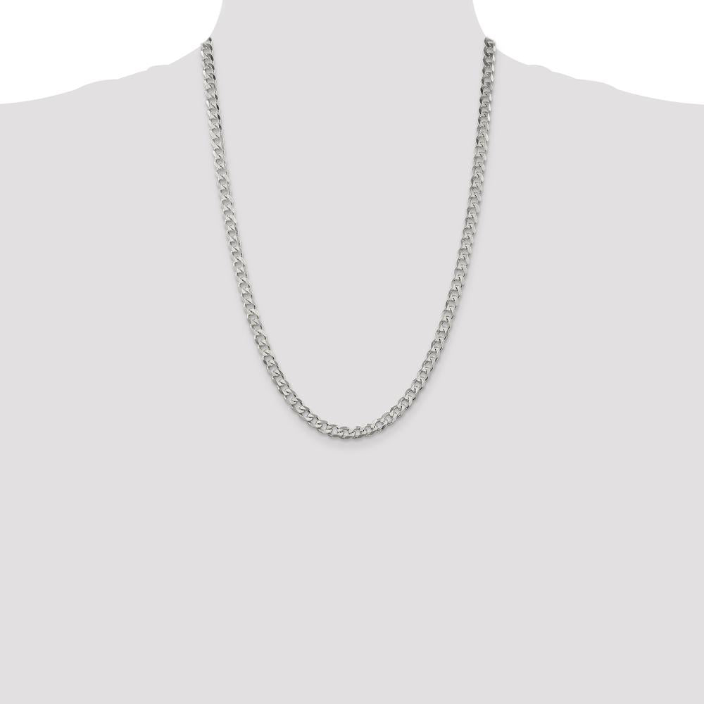Sterling Silver 24" Curb Chain Necklace - 5.7mm Width with Polished Finish by Lumare Gioia