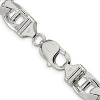 Sterling Silver 24" Diamond-Cut Flat Anchor Curb Chain - 10.5mm Width by Lumare Gioia