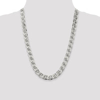 Sterling Silver 24" Diamond-Cut Flat Anchor Curb Chain - 10.5mm Width by Lumare Gioia