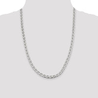 Sterling Silver 24" Diamond-Cut Flat Anchor Curb Chain - 6.5mm Width by Lumare Gioia