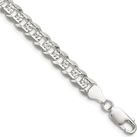 Sterling Silver 24" Diamond-Cut Flat Curb Chain Necklace - Polished Finish by Lumare Gioia