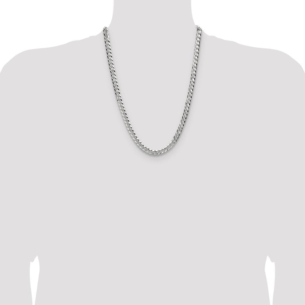 Sterling Silver 24" Diamond-Cut Flat Curb Chain Necklace - Polished Finish by Lumare Gioia