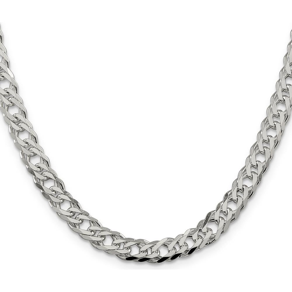 Sterling Silver 24" Diamond-Cut Flat Double Curb Chain - 6.25mm Width by Lumare Gioia