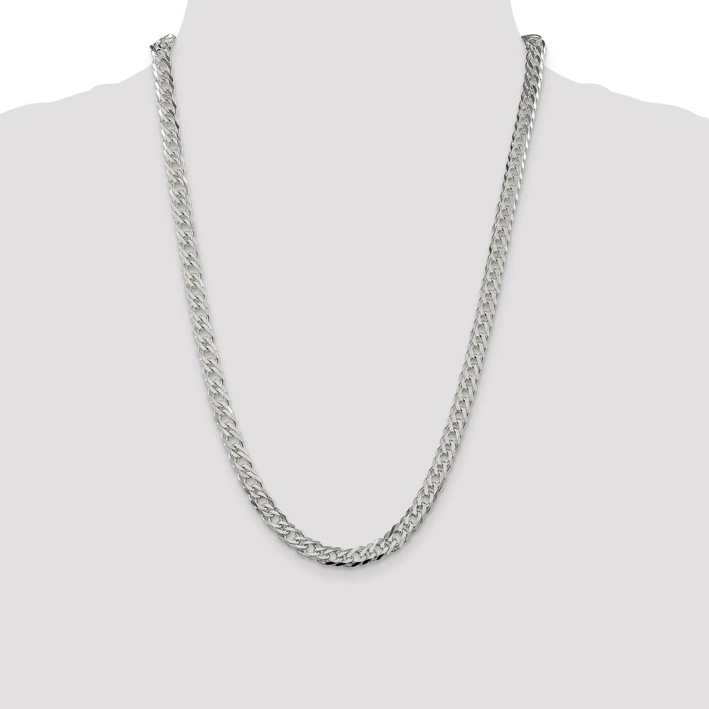 Sterling Silver 24" Diamond-Cut Flat Double Curb Chain - 6.25mm Width by Lumare Gioia