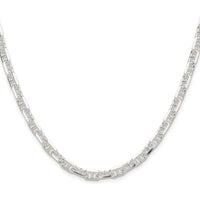 Sterling Silver 24" Diamond-Cut Mariner Link Chain with Lobster Clasp by Lumare Gioia