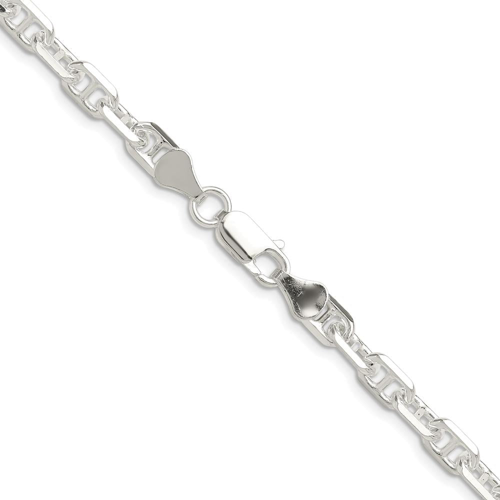 Sterling Silver 24" Diamond-Cut Mariner Link Chain with Lobster Clasp by Lumare Gioia