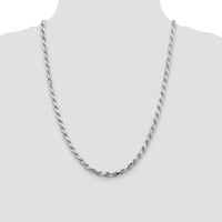 Sterling Silver 24" Diamond-Cut Rope Chain - 5.75mm Width with Rhodium Plating by Lumare Gioia