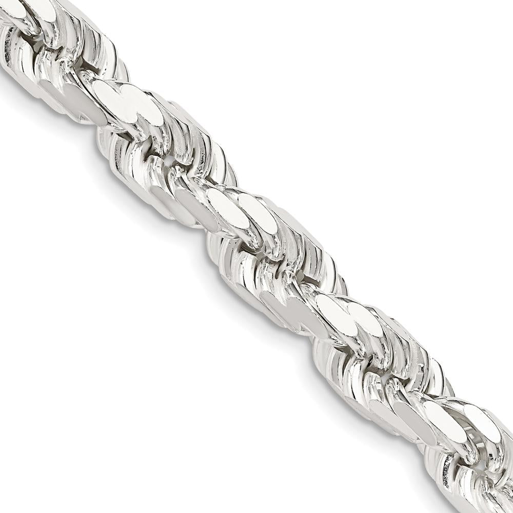 Sterling Silver 24" Diamond-Cut Rope Chain - 8mm Width by Lumare Gioia