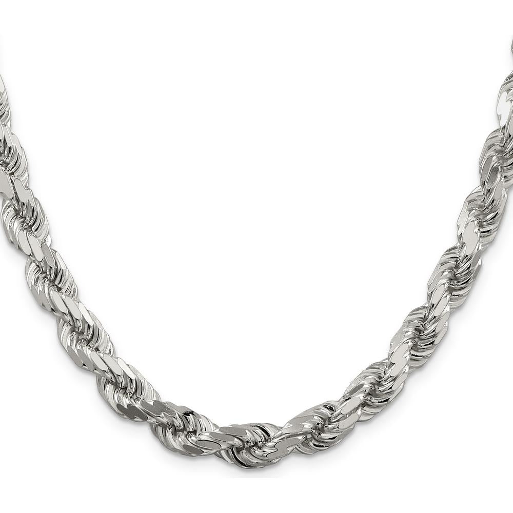 Sterling Silver 24" Diamond-Cut Rope Chain - 8mm Width by Lumare Gioia