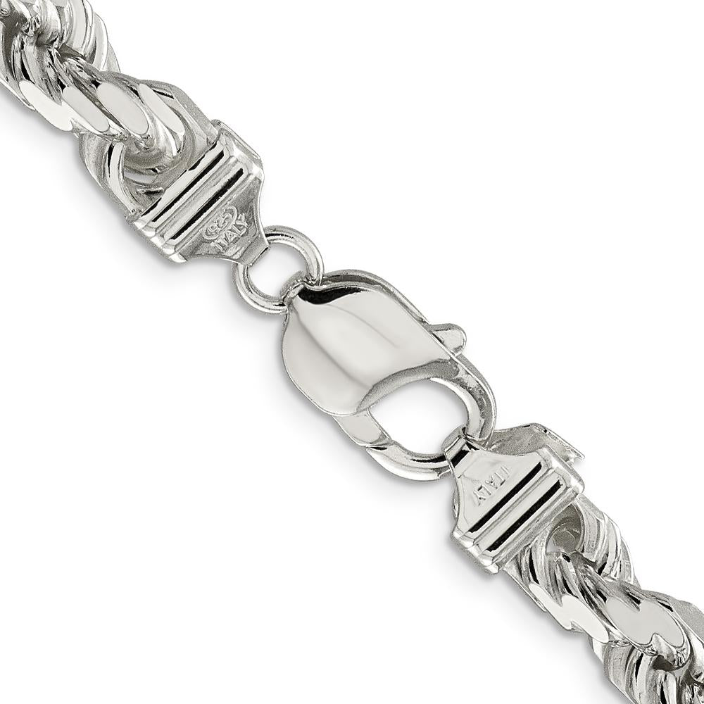 Sterling Silver 24" Diamond-Cut Rope Chain - 8mm Width by Lumare Gioia