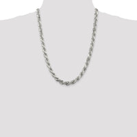 Sterling Silver 24" Diamond-Cut Rope Chain - 8mm Width by Lumare Gioia