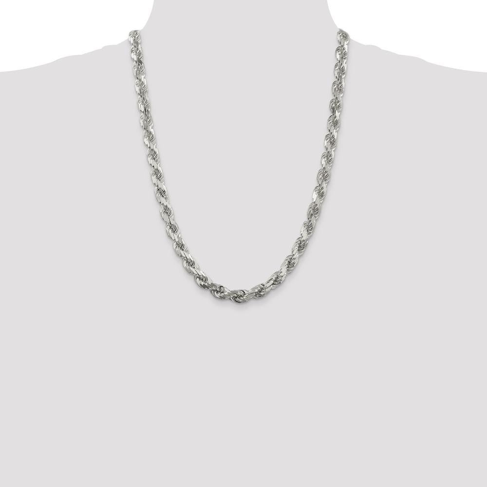 Sterling Silver 24" Diamond-Cut Rope Chain - 8mm Width by Lumare Gioia