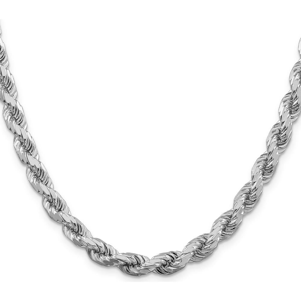 Sterling Silver 24" Diamond-Cut Rope Chain with Rhodium Plating - 6.5mm Width by Lumare Gioia