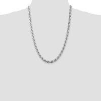 Sterling Silver 24" Diamond-Cut Rope Chain with Rhodium Plating - 6.5mm Width by Lumare Gioia