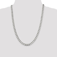 Sterling Silver 24" Diamond-Cut Square Curb Chain - 7.2mm Width with Lobster Clasp by Lumare Gioia