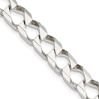 Sterling Silver 24" Diamond-Cut Square Curb Chain - 8.6mm Width by Lumare Gioia