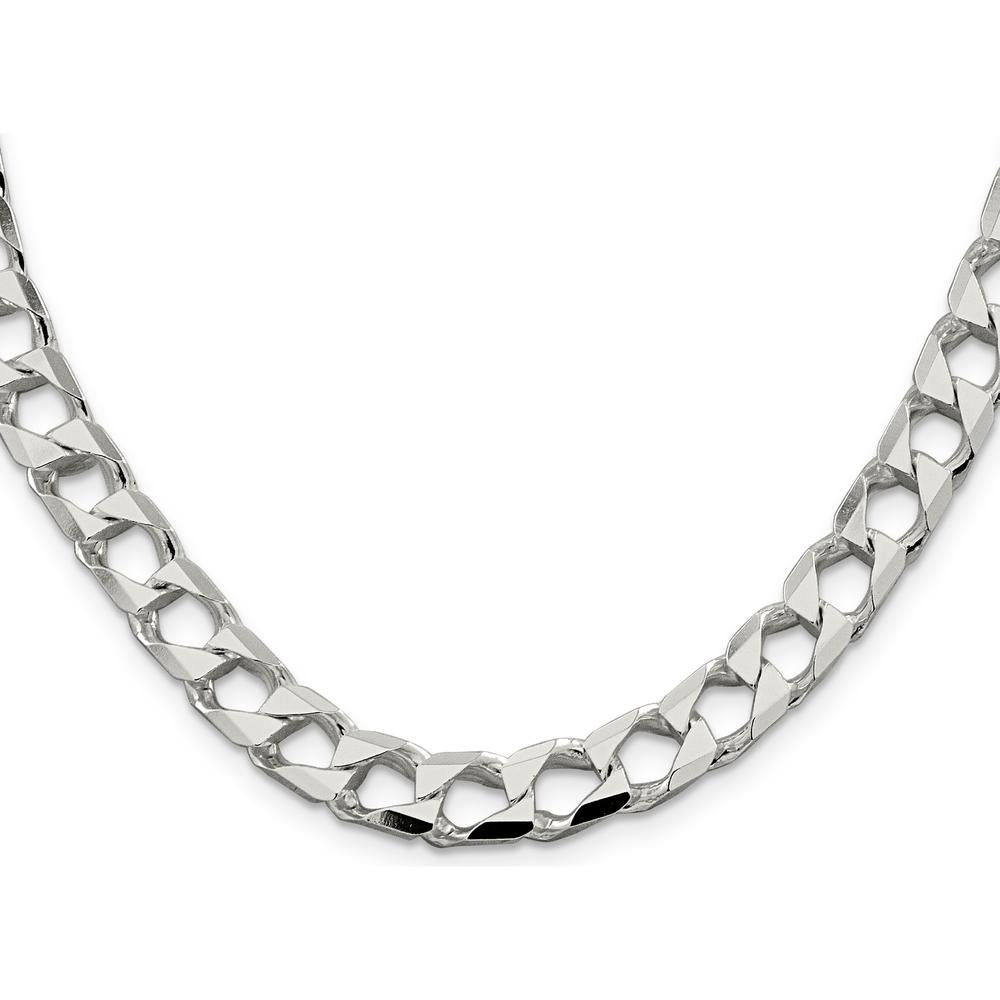 Sterling Silver 24" Diamond-Cut Square Curb Chain - 8.6mm Width by Lumare Gioia