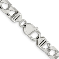 Sterling Silver 24" Diamond-Cut Square Curb Chain - 8.6mm Width by Lumare Gioia