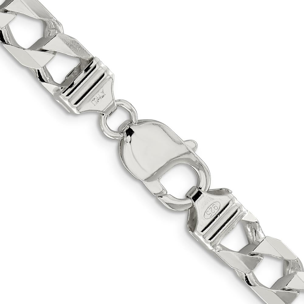 Sterling Silver 24" Diamond-Cut Square Curb Chain - 8.6mm Width by Lumare Gioia