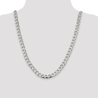 Sterling Silver 24" Diamond-Cut Square Curb Chain - 8.6mm Width by Lumare Gioia