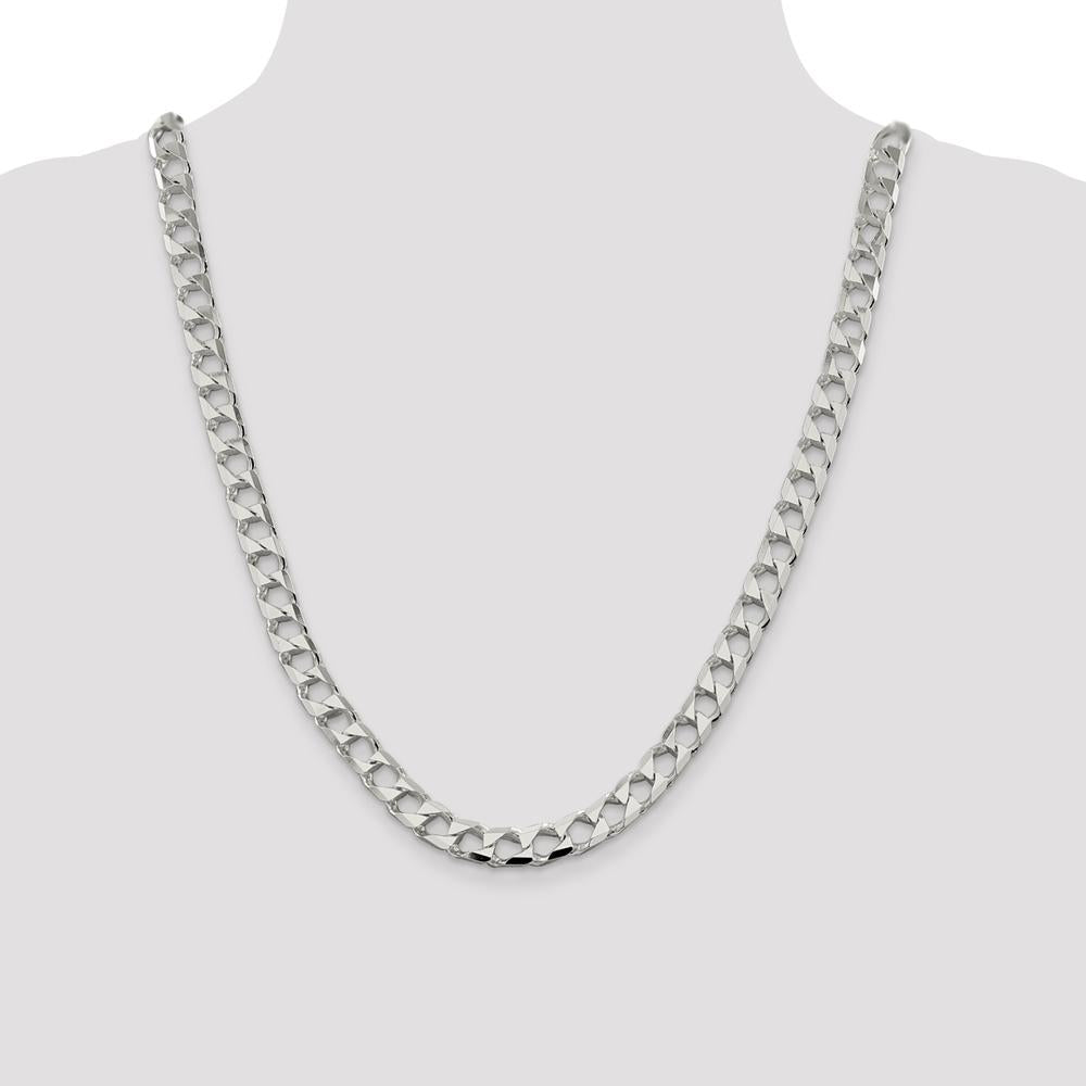 Sterling Silver 24" Diamond-Cut Square Curb Chain - 8.6mm Width by Lumare Gioia