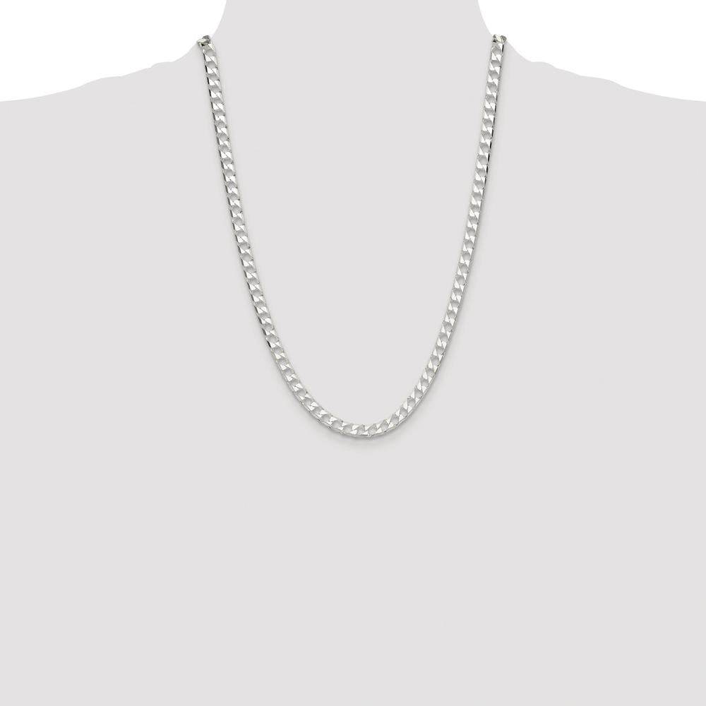 Sterling Silver 24" Diamond-Cut Square Curb Chain - Rhodium-Plated by Lumare Gioia