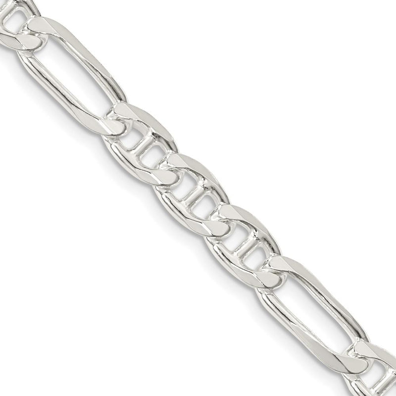 Sterling Silver 24" Figaro Anchor Chain - 6.5mm Width, Polished Finish by Lumare Gioia