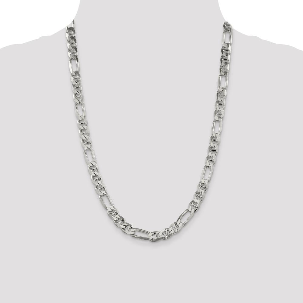 Sterling Silver 24" Figaro Anchor Chain Necklace - 7.75mm Width by Lumare Gioia