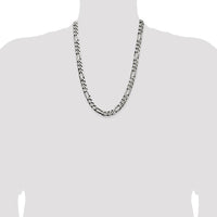 Sterling Silver 24" Figaro Chain Necklace with Antiqued Finish - 9mm Width by Lumare Gioia
