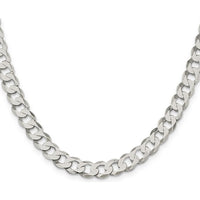 Sterling Silver 24" Flat Curb Chain - 8mm Width with Lobster Clasp by Lumare Gioia