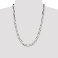 Sterling Silver 24" Flat Curb Chain - 8mm Width with Lobster Clasp by Lumare Gioia