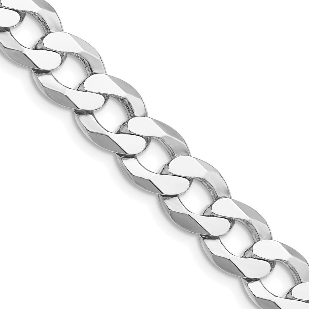 Sterling Silver 24" Flat Curb Chain Necklace with Rhodium Plating by Lumare Gioia