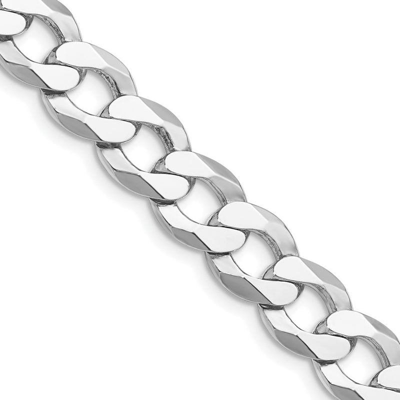 Sterling Silver 24" Flat Curb Chain Necklace with Rhodium Plating by Lumare Gioia