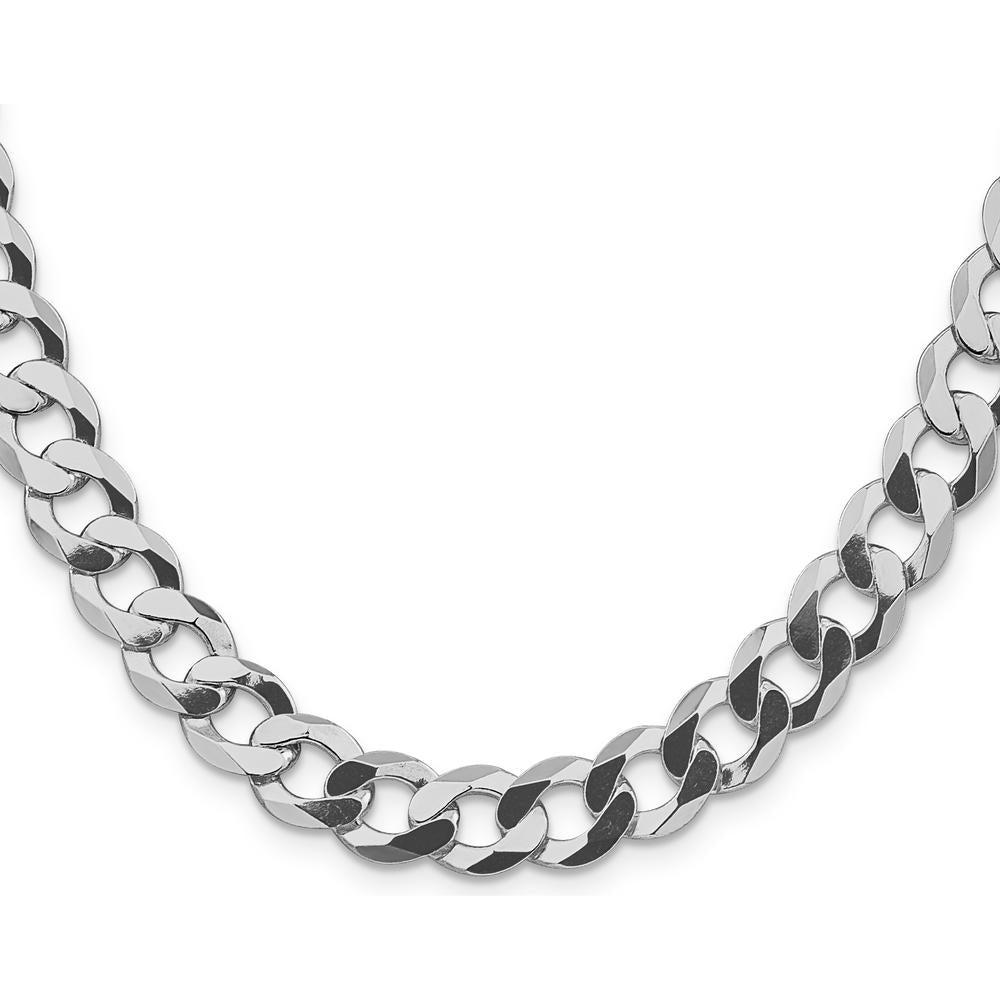 Sterling Silver 24" Flat Curb Chain Necklace with Rhodium Plating by Lumare Gioia