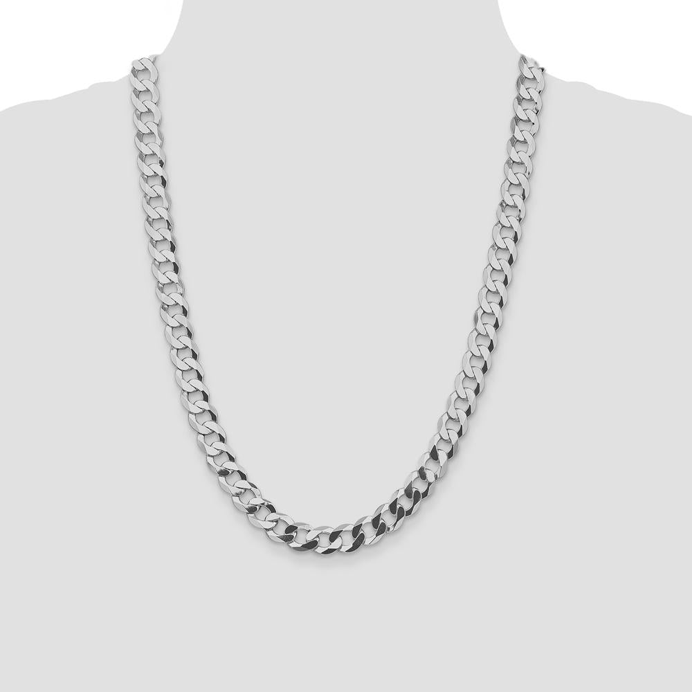 Sterling Silver 24" Flat Curb Chain Necklace with Rhodium Plating by Lumare Gioia