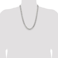 Sterling Silver 24" Flat Diamond-Cut Pave Curb Chain Necklace - 8.25mm Width by Lumare Gioia
