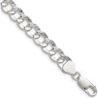 Sterling Silver 24" Hammered Curb Chain Necklace - 7.6mm Width by Lumare Gioia