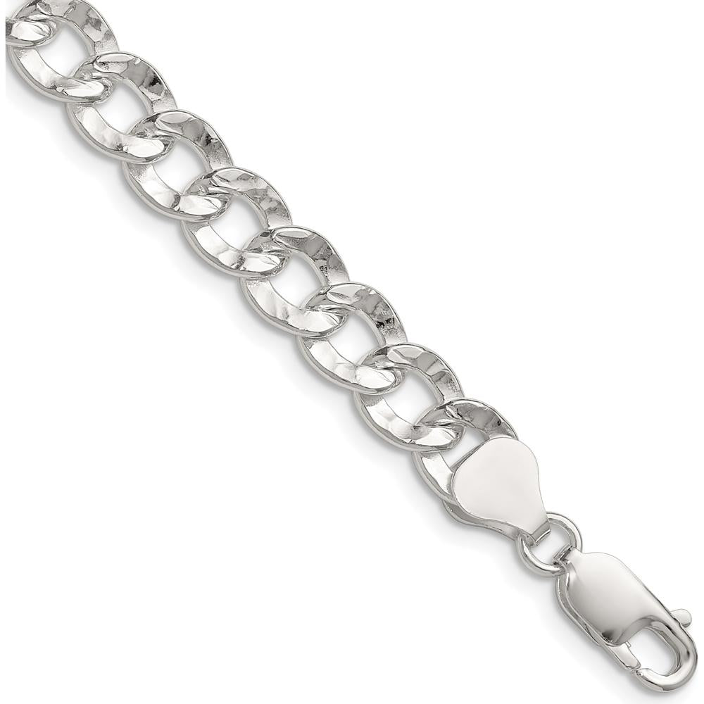 Sterling Silver 24" Hammered Curb Chain Necklace - 7.6mm Width by Lumare Gioia